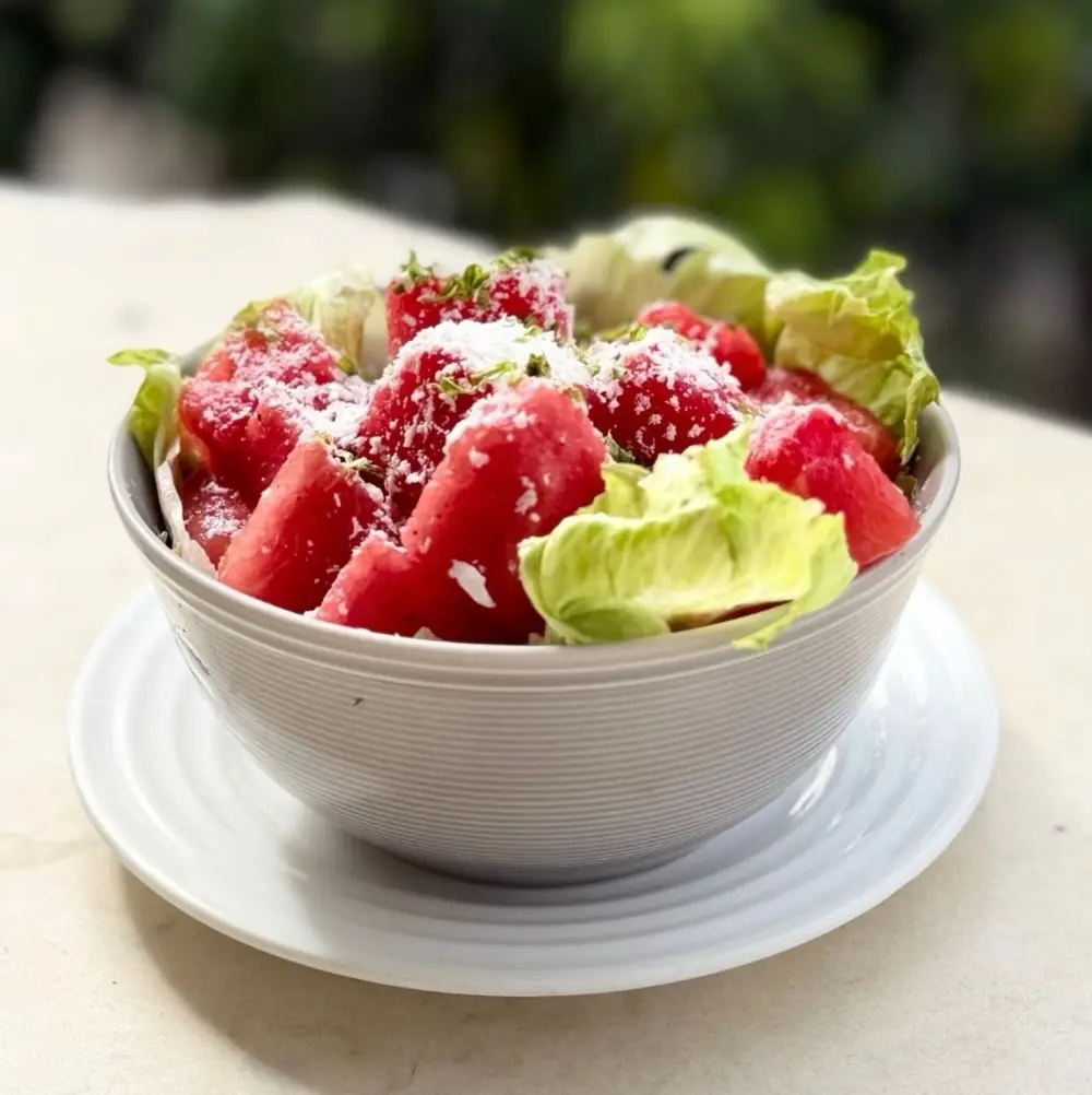 Watermelon & feta salad at Café Auberge, Jaipur