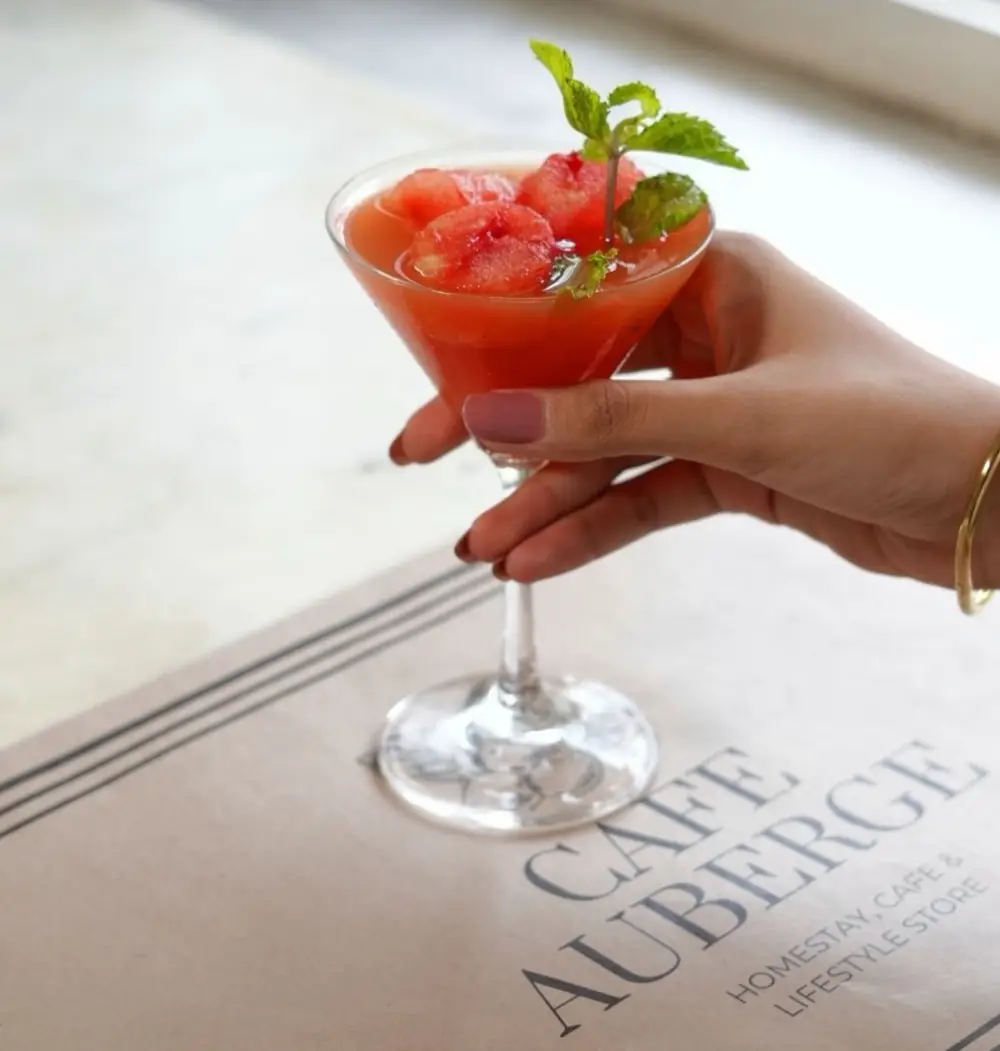 Watermelon mocktail at Café Auberge, Jaipur